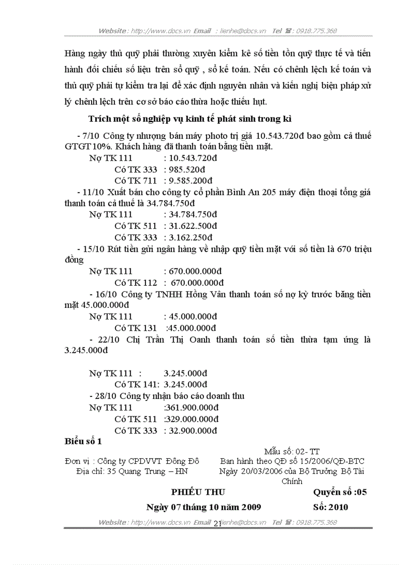 image for page Kế toán vốn bằng tiền tại công ty cổ phần dịch vụ viễn thông Đông Đô