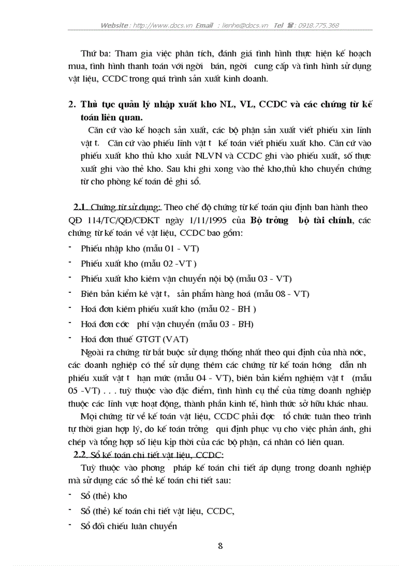 image for page Tổ chức công tác kế toán NVL CCDC