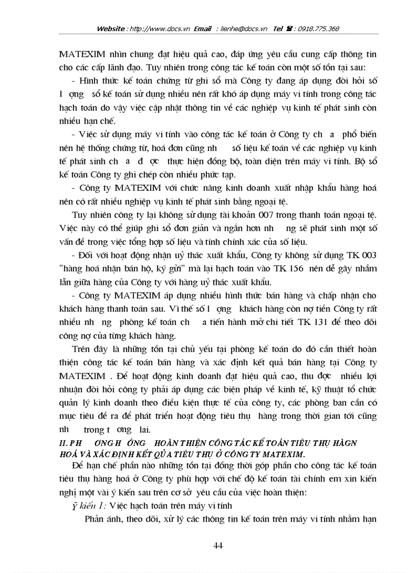 image for page Hoàn thiện kế toán tiêu thụ hàng hoá và xác định kết quả tiêu thụ ở công ty MATEXIM