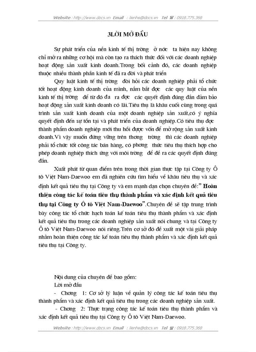image for page Hoàn thiện công tác kế toán tiêu thụ thành phẩm và xác định kết quả tiêu thụ tại Công ty Ô tô Việt Nam Daewoo