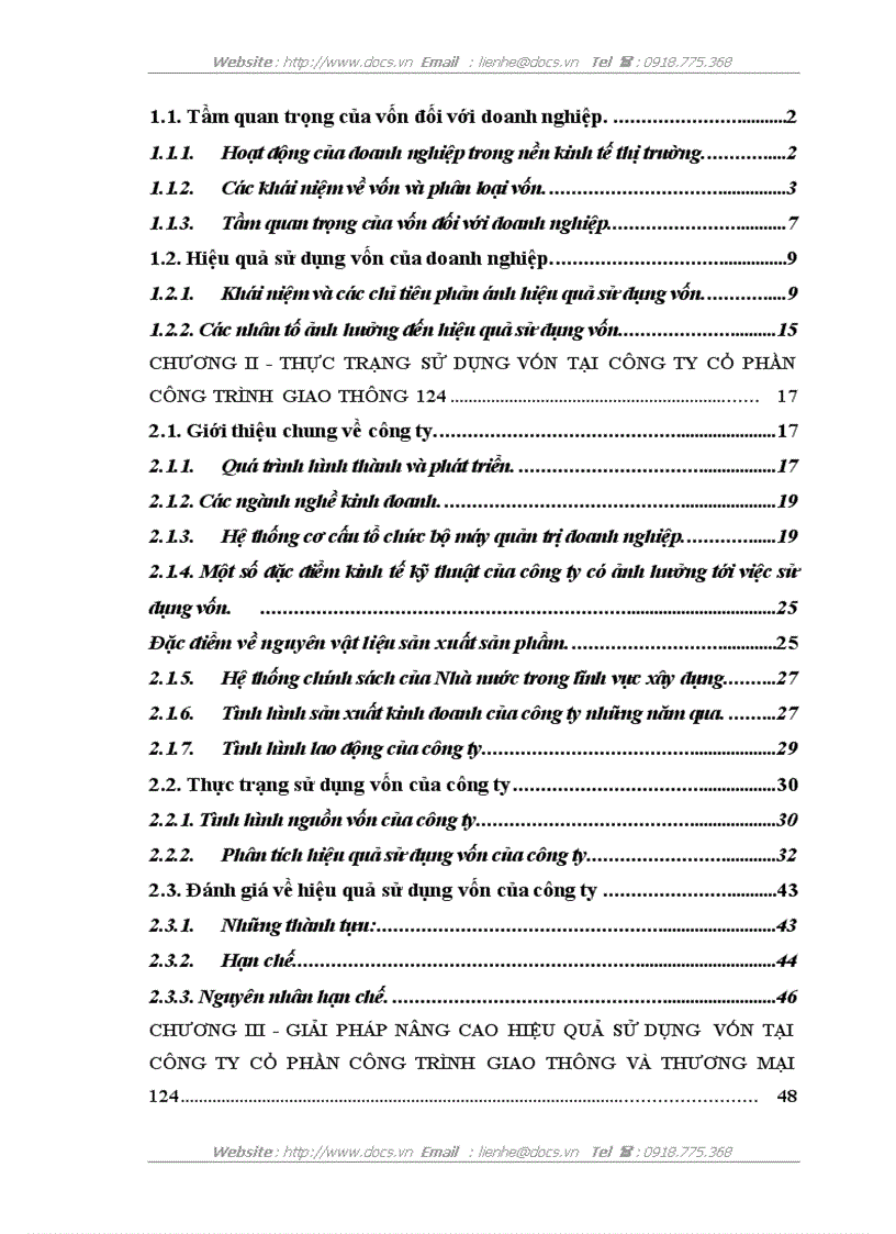 image for page Nâng cao hiệu quả sử dụng vốn tại Công ty CP công trình giao thông 124