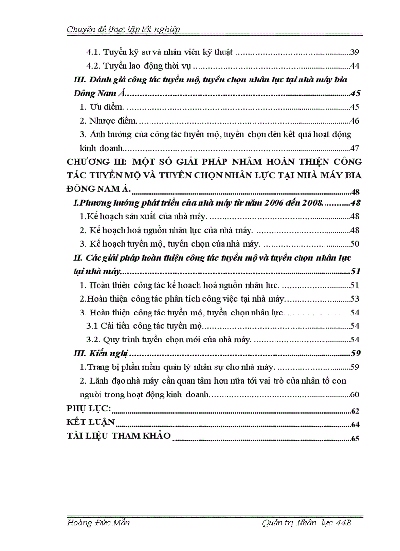 image for page Hoàn thiện công tác tuyển mộ tuyển chọn nhân lực tại nhà máy bia Đông Nam Á