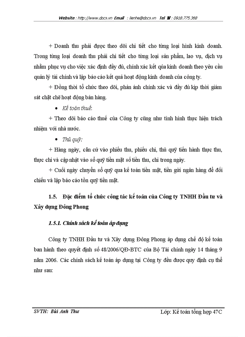 image for page Hoàn thiện công tác kế toán nguyên vật liệu tại Công ty TNHH Đầu tư và Xây dựng Đông Phong