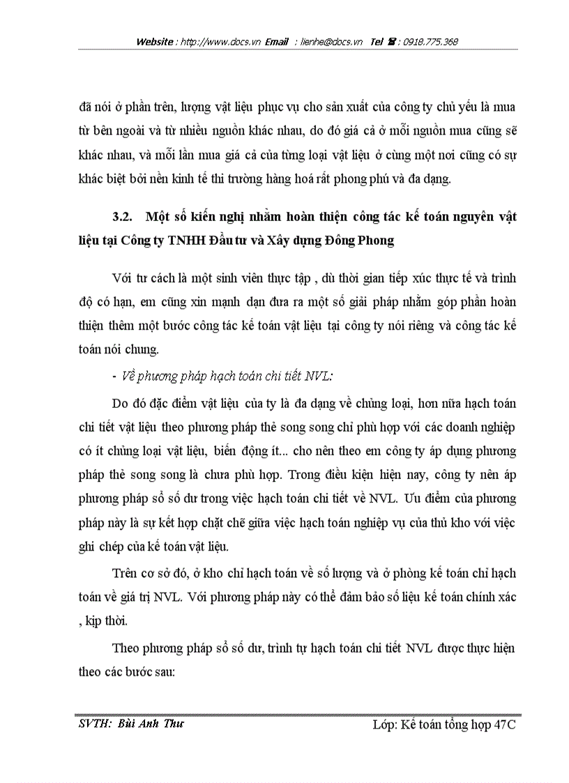 image for page Hoàn thiện công tác kế toán nguyên vật liệu tại Công ty TNHH Đầu tư và Xây dựng Đông Phong