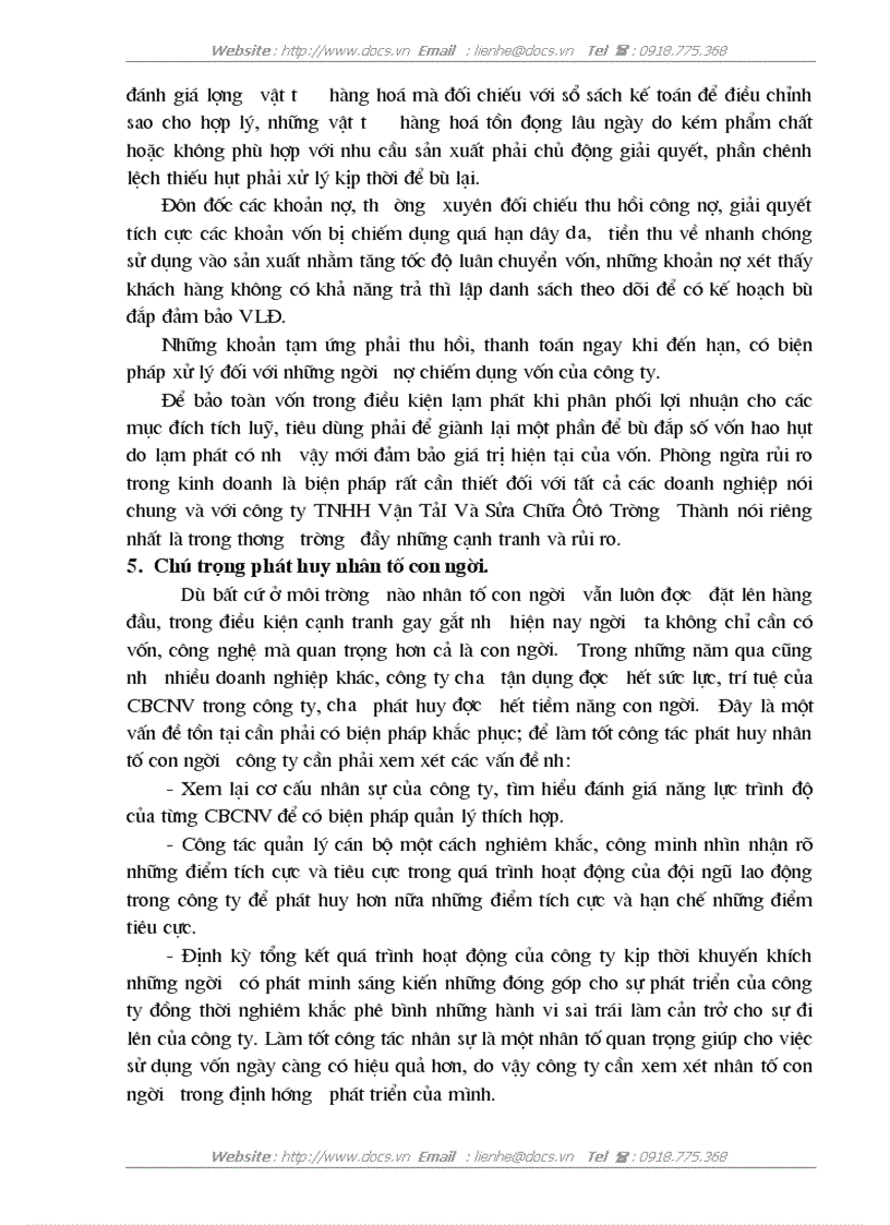 image for page Vốn lưu động và các biện pháp nâng cao hiệu quả sử dụng Vốn lưu động ở Công ty TNHH Vận TảI Và Sửa Chữa Ôtô Trường Thành