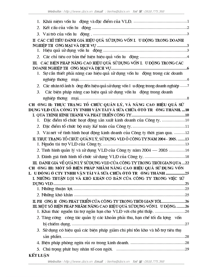 image for page Vốn lưu động và các biện pháp nâng cao hiệu quả sử dụng Vốn lưu động ở Công ty TNHH Vận TảI Và Sửa Chữa Ôtô Trường Thành