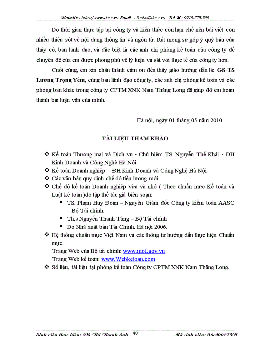 image for page Tổ chức công tác kế toán tiền lương và các khoản trích theo lương tại Công ty Cổ phần Thương mại Xuất nhập khẩu Nam Thăng Long