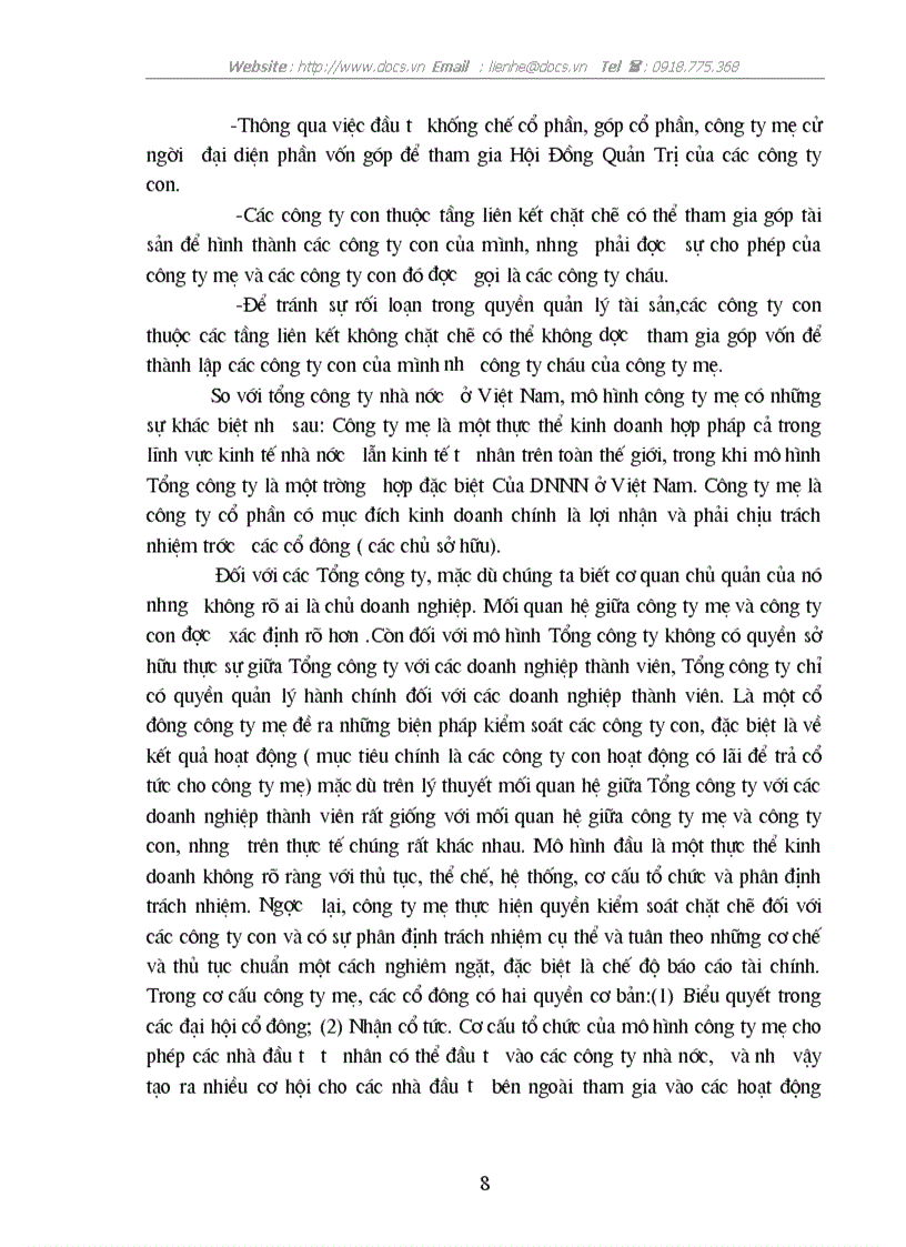 image for page Bản chất của mô hình C ty mẹ C ty con điều kiện áp dụng