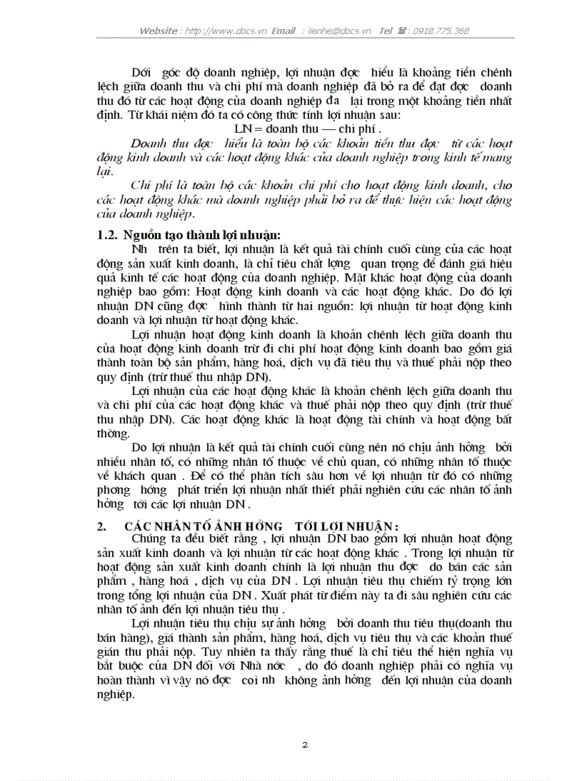 Lợi nhuận và một số giải pháp chủ yếu phát triển lợi nhuận của các doang nghiệp hiện nay