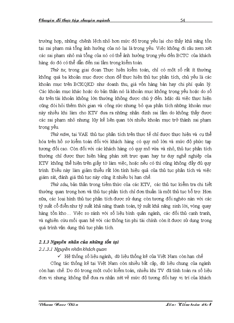 image for page Vận dụng thủ tục phân tích trong kiểm toán Báo cáo tài chính do Công ty TNHH Kiểm toán và Định giá Việt Nam thực hiện
