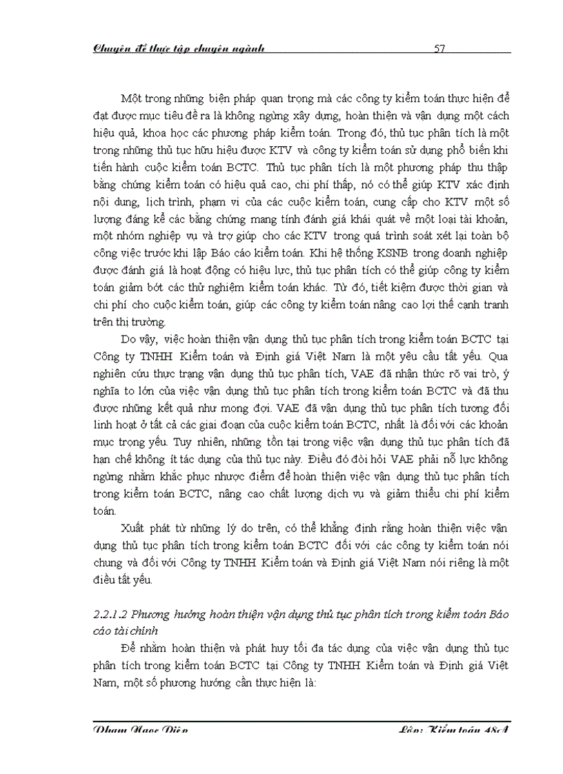 image for page Vận dụng thủ tục phân tích trong kiểm toán Báo cáo tài chính do Công ty TNHH Kiểm toán và Định giá Việt Nam thực hiện