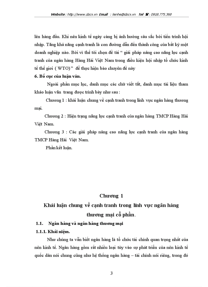Giải pháp nâng cao năng lực cạnh tranh của ngân hàng thương mại cổ phần Hàng Hải Việt Nam trong điều kiện hội nhập tổ chức kinh tế thế giới WTO