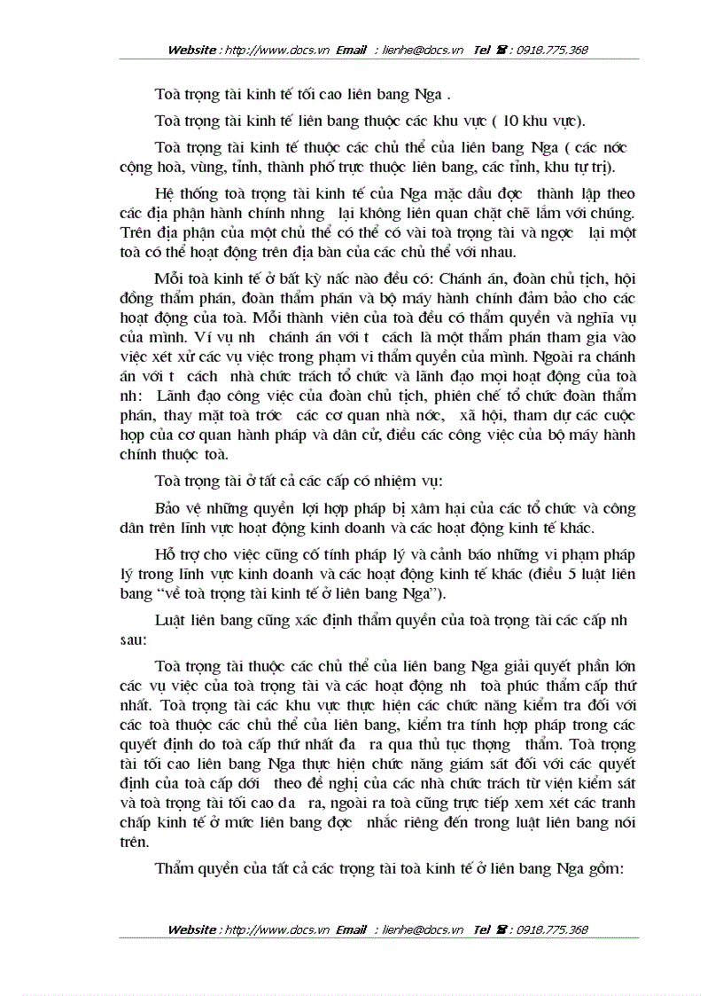 image for page So sánh tổ chức thẩm quyền của toà án Việt Nam với toà trọng tài của CHLB Nga trong việc giảI quyết các tranh chấp kinh tế