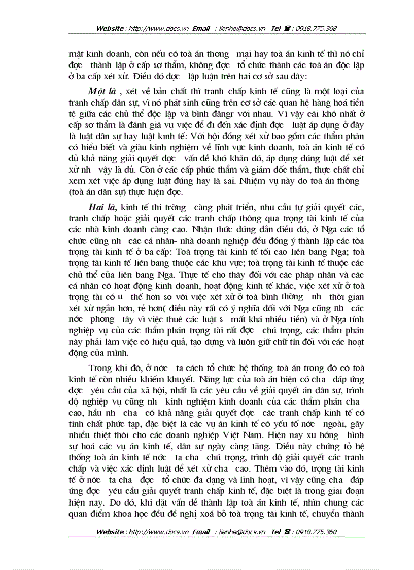 image for page So sánh tổ chức thẩm quyền của toà án Việt Nam với toà trọng tài của CHLB Nga trong việc giảI quyết các tranh chấp kinh tế