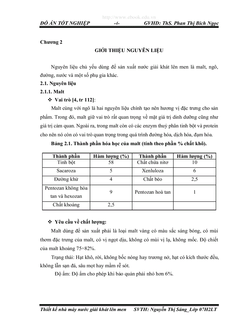 image for page Thiết kế nhà máy nước giải khát lên men với năng suất 32 triệu lít năm