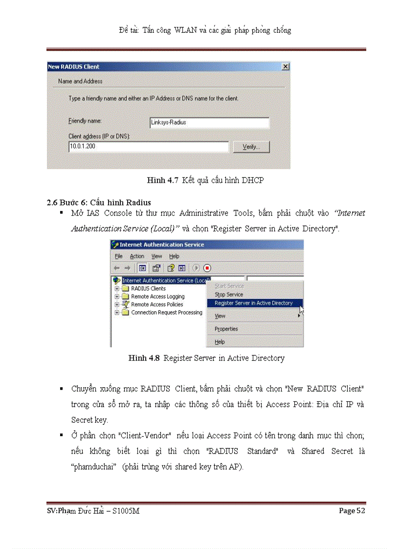 image for page Tấn công trong mạng WLan và các giải pháp phòng chống Demo bằng cấu hình RADIUS