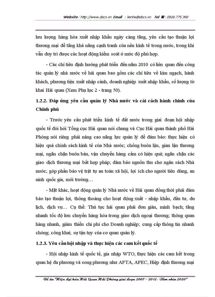 Hiện đại hoá Hải Quan Hải Phòng giai đoạn 2007 2012 Tầm nhìn 2020
