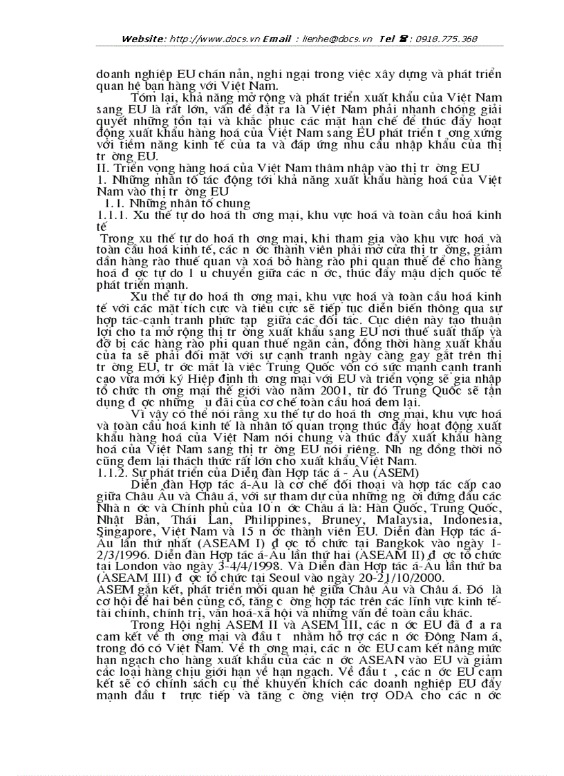 image for page Tự do hoá trong eu và khả năng thâm nhập thị trường eu của hàng hoá việt nam