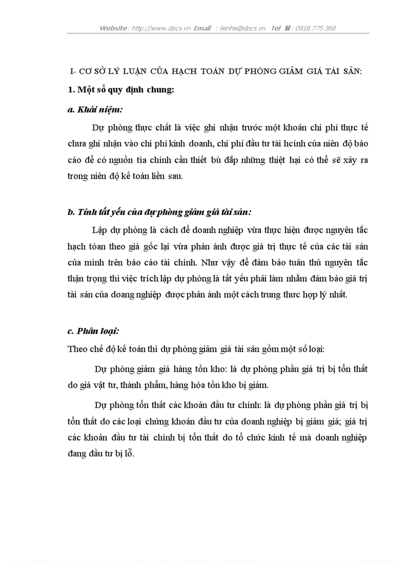 image for page Thực trạng và phương hướng hoàn thiện hạch toán dự phòng giảm giá tài sản