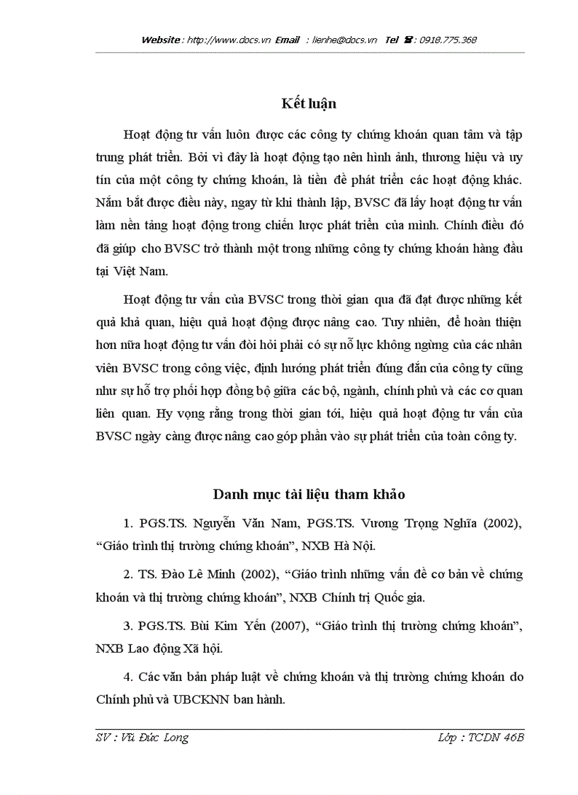 image for page Nâng cao hiệu quả hoạt động tư vấn của Công ty Cổ phần chứng khoán Bảo Việt BVSC