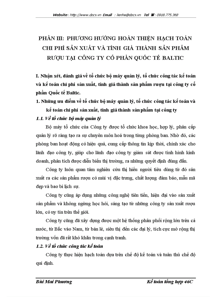 image for page Hạch toán chi phí sản xuất và tính giá thành sản phẩm với việc tăng cường quản trị doanh nghiệp tại Công ty cổ phần Quốc tế Baltic