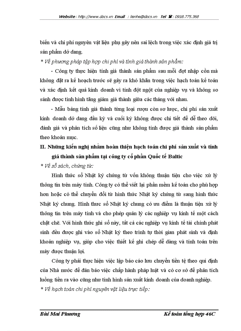 image for page Hạch toán chi phí sản xuất và tính giá thành sản phẩm với việc tăng cường quản trị doanh nghiệp tại Công ty cổ phần Quốc tế Baltic