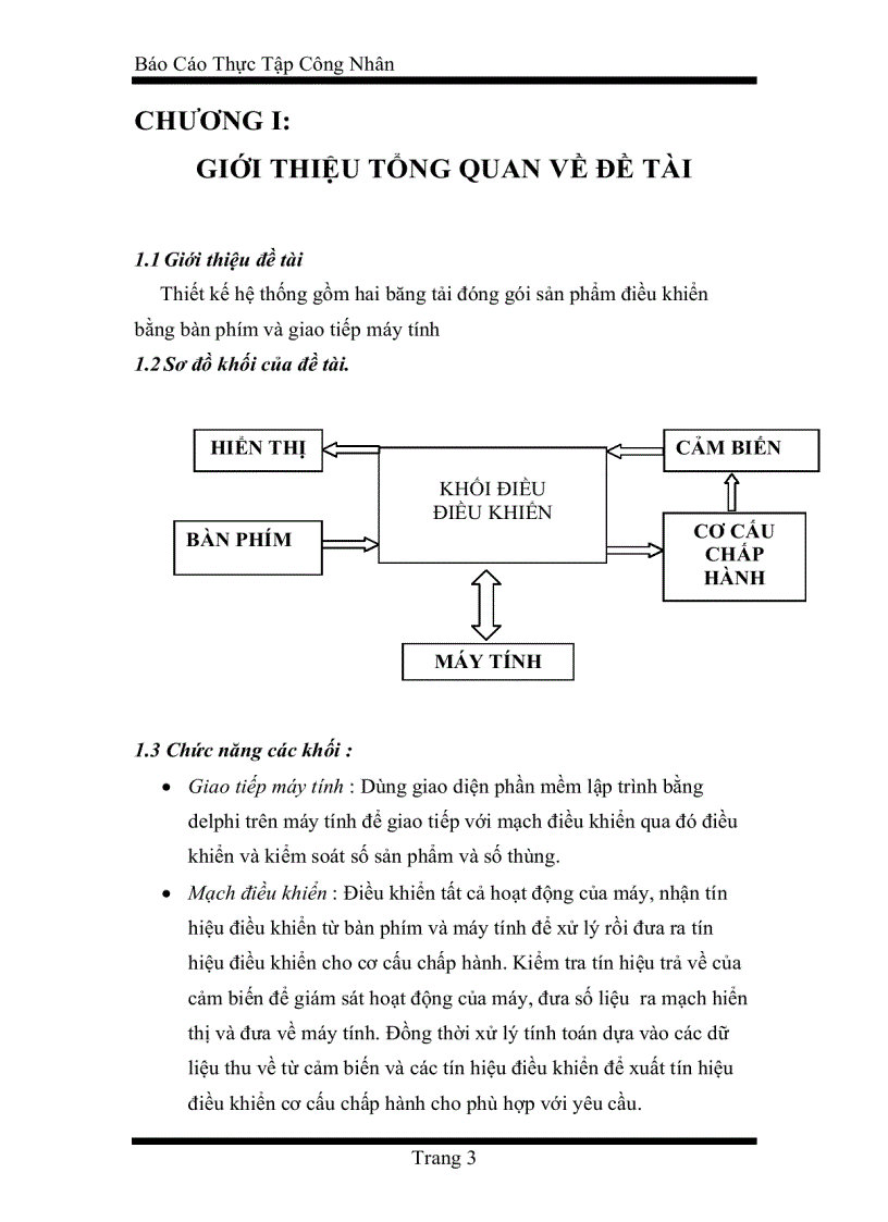 Thực tập tốt nghiệp Thiết kế hệ thống băng tải đóng gói sản phẩm điều khiển bằng bàn phím và giao tiếp máy tính