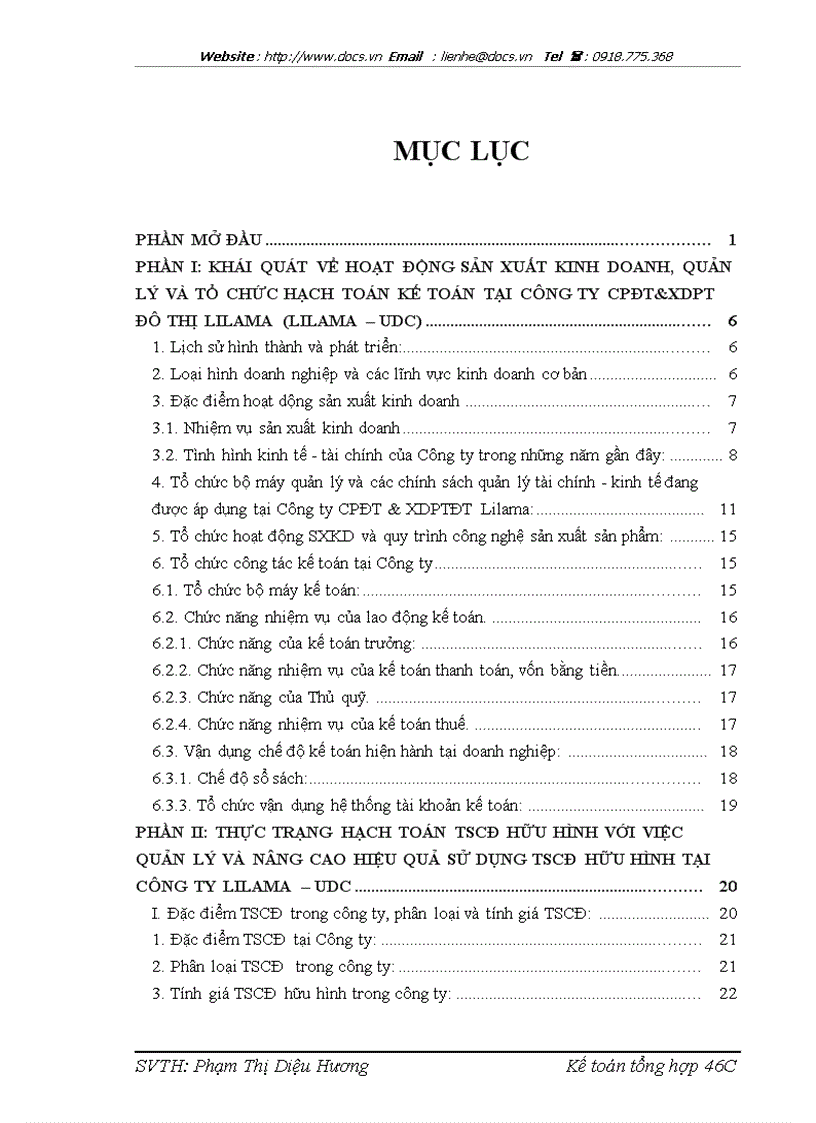 image for page Hạch toán TSCĐ HH với việc quản lý và nâng cao hiệu quả sử dụng TSCĐ HH tại công ty CPĐT XDPT Đô thị Lilama