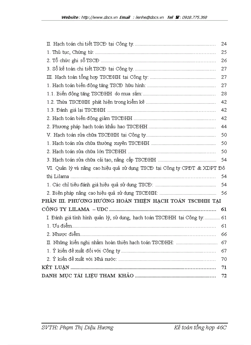 image for page Hạch toán TSCĐ HH với việc quản lý và nâng cao hiệu quả sử dụng TSCĐ HH tại công ty CPĐT XDPT Đô thị Lilama