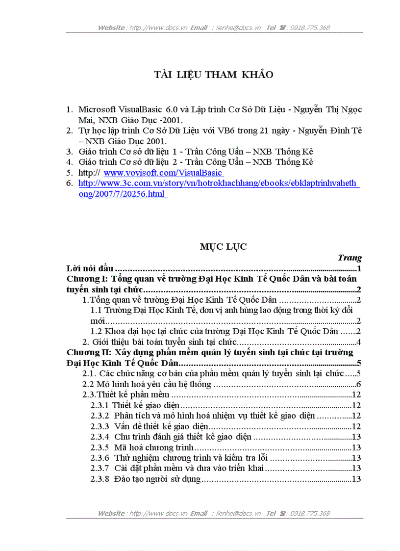 image for page Xây dựng phần mềm quản lý tuyển sinh tại chức tại Trường Đại Học Kinh Tế Quốc Dân