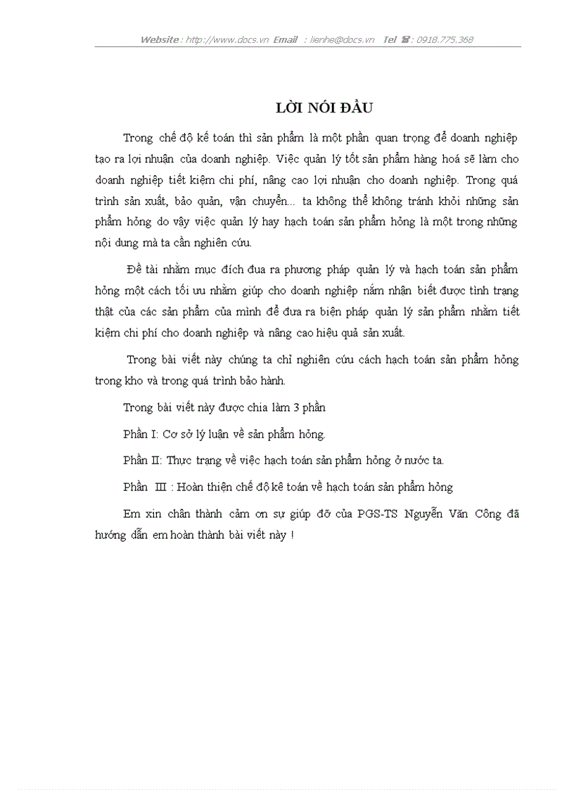 image for page Thực trạng hạch toán sản phẩm hỏng trong kho và trong quá trình bảo hành
