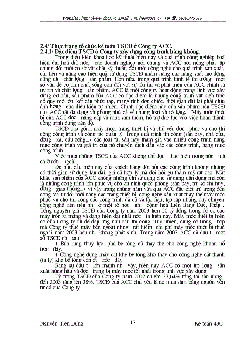 image for page Báo cáo thực tập tại Công ty Xây dựng công trình hàng không ACC