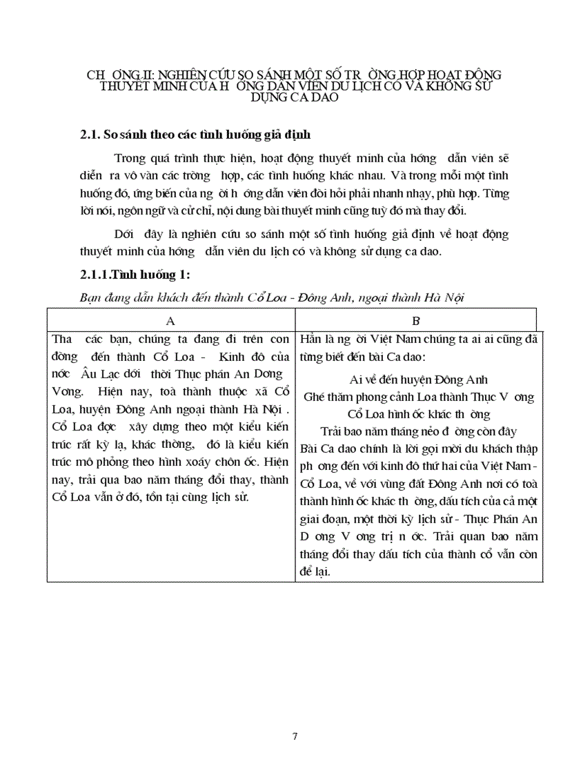 image for page So sánh hoạt động thuyết minh của hướng dẫn viên du lịch có và không sử dụng ca dao