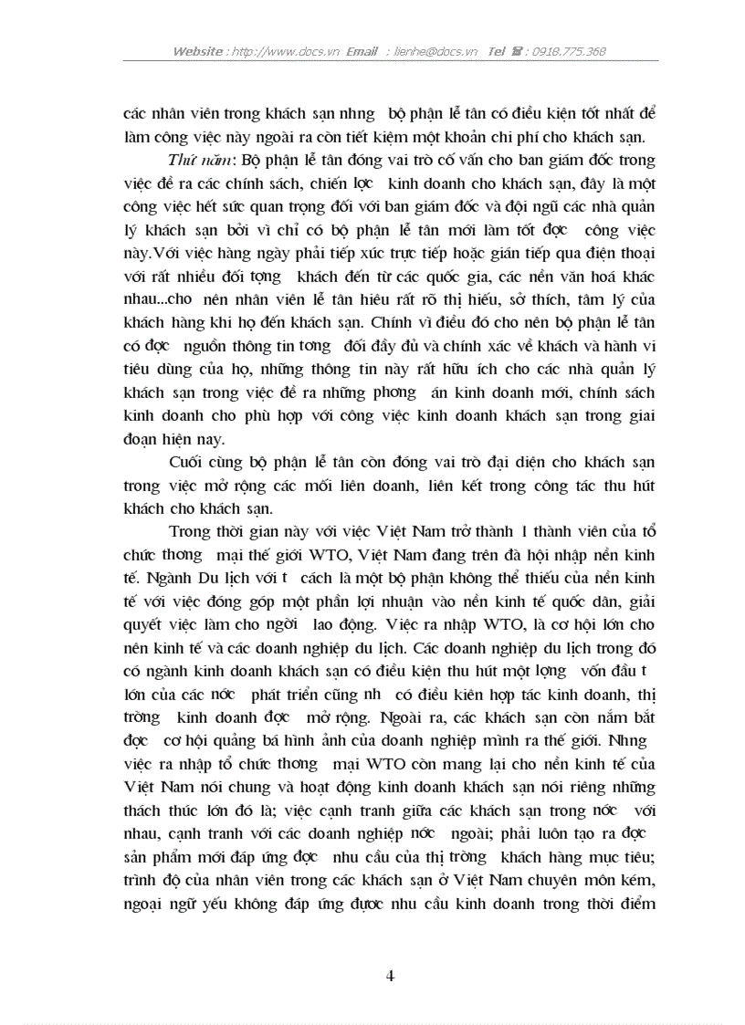 image for page Hoạt động của bộ phận lễ tân luôn luôn được các nhà quản lý khách sạn quan tâm và được coi là trung tâm của khách sạn