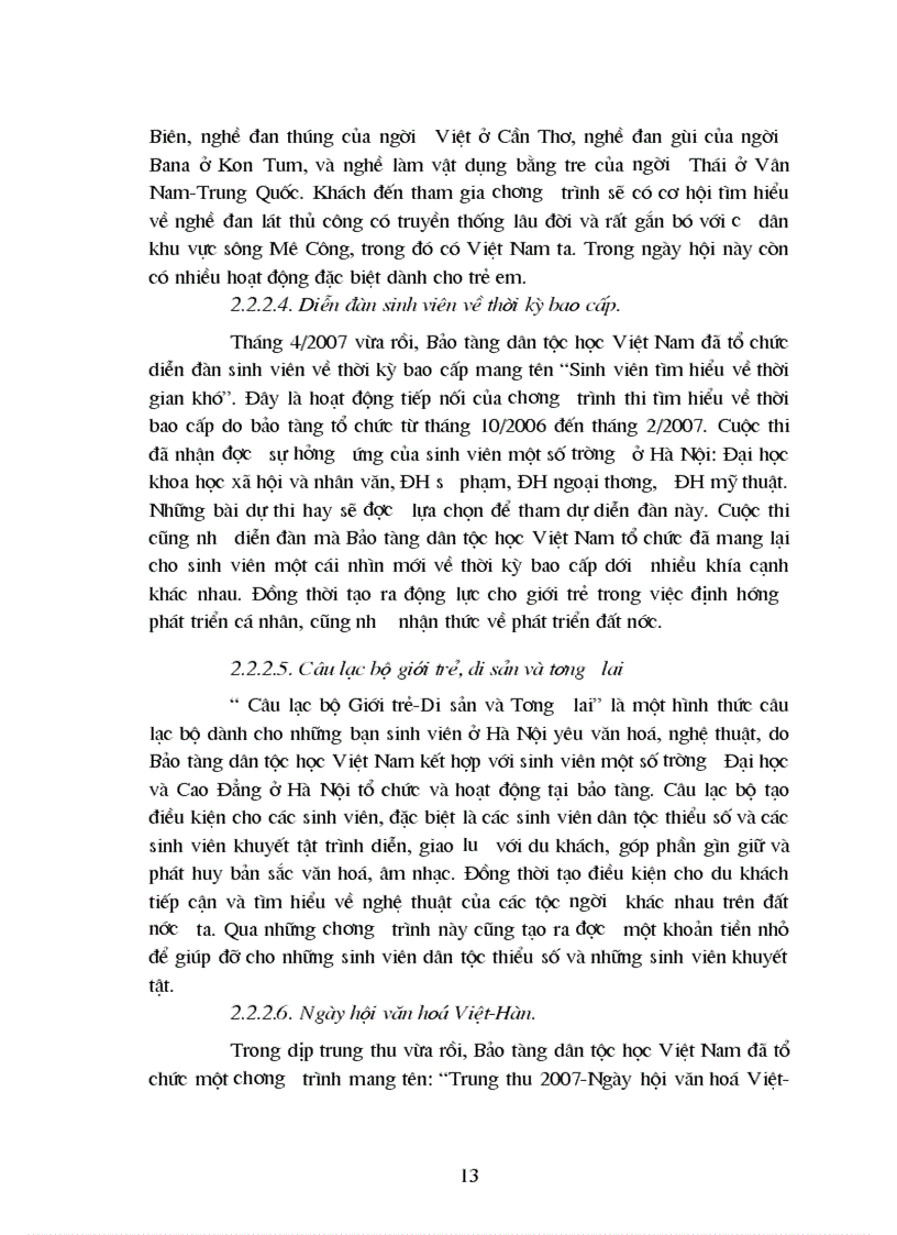 image for page Các chương trình của bảo tàng dân tộc học với hoạt động du lịch