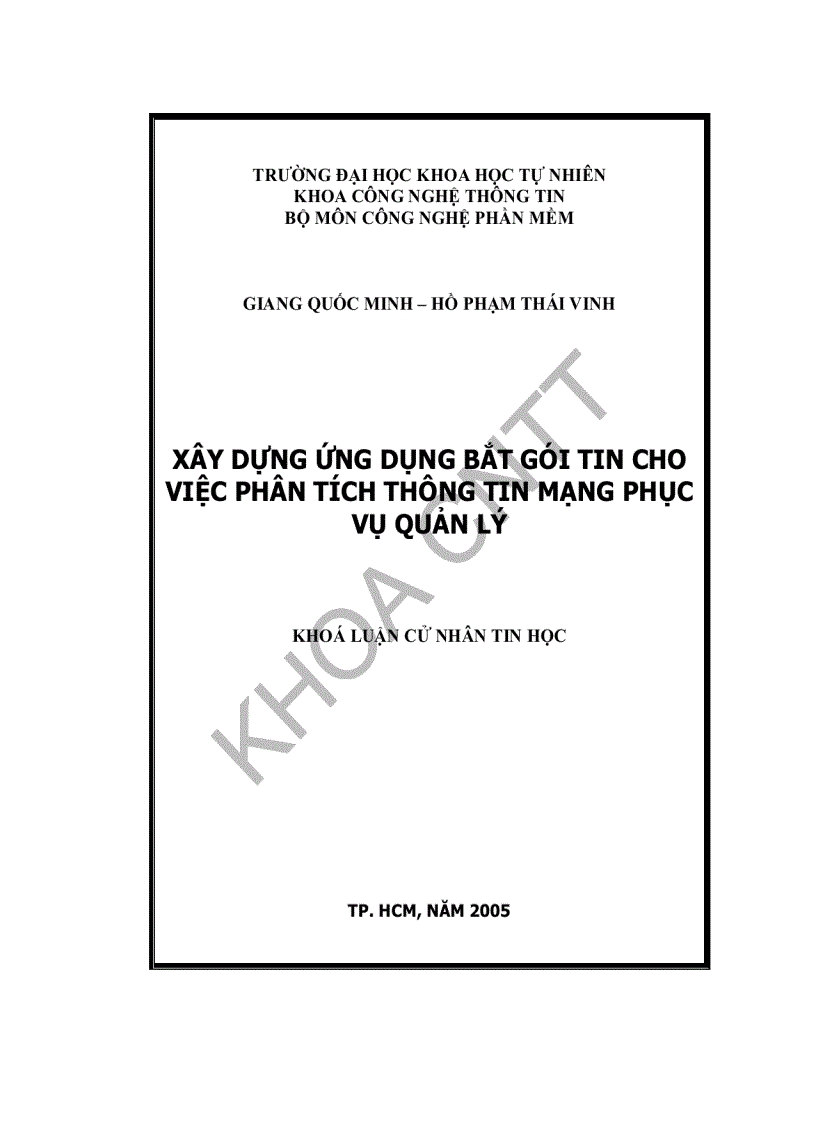 image for page Xây dựng ứng dụng bắt gói tin cho việc phân tích thông tin mạng phục vụ quản lí
