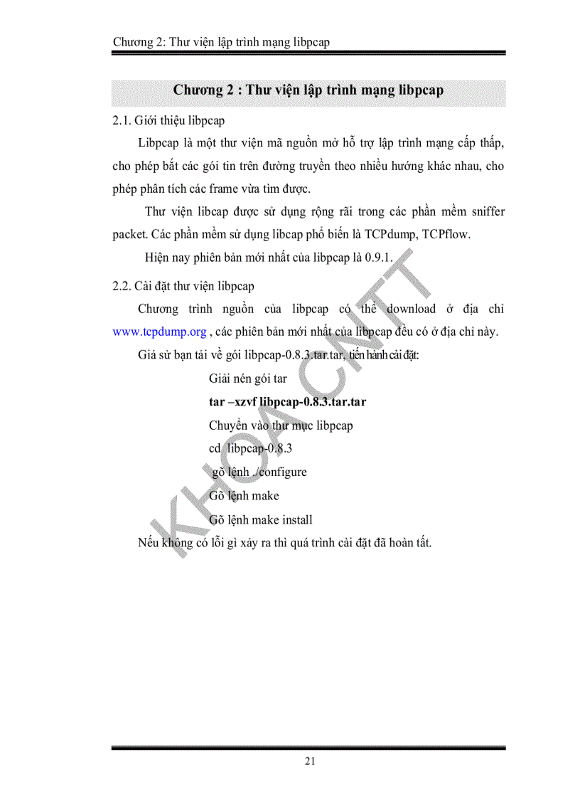 image for page Xây dựng ứng dụng bắt gói tin cho việc phân tích thông tin mạng phục vụ quản lí