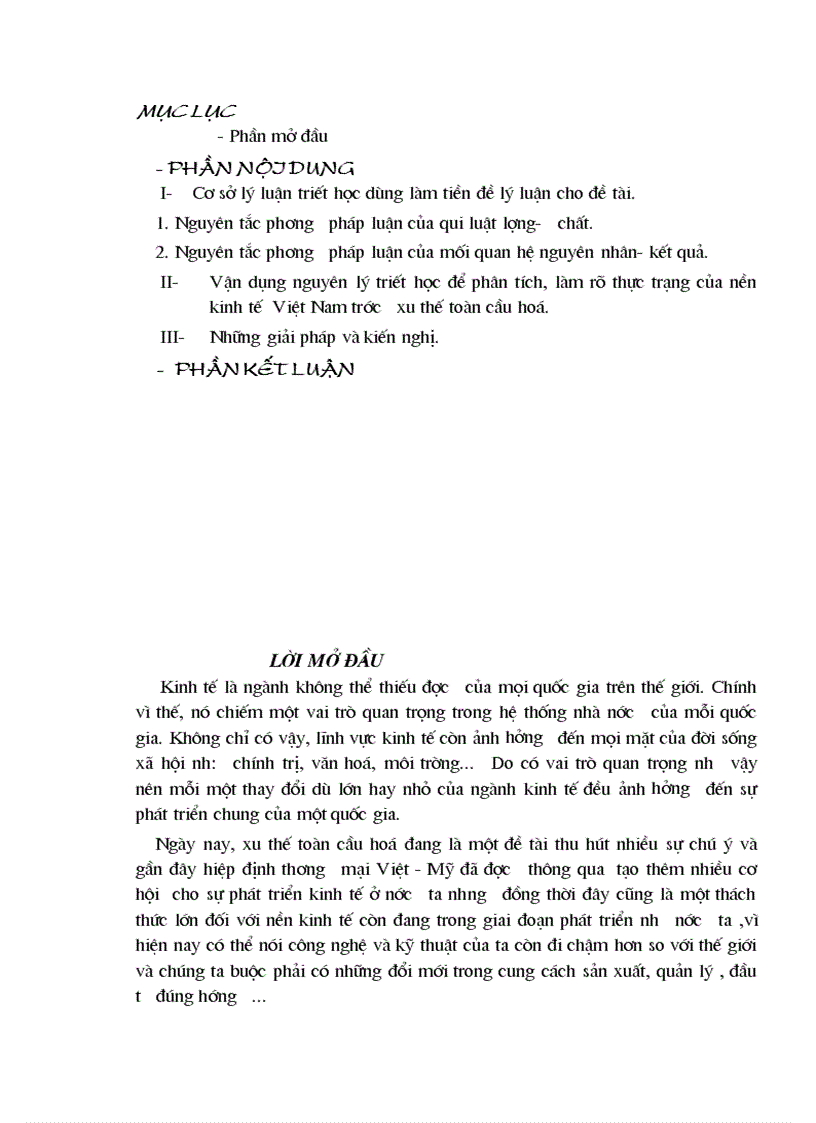 image for page II Vận dụng nguyên lý triết học để phân tích làm rõ thực trạng của nền kinh tế Việt Nam trước xu thế toàn cầu hoá