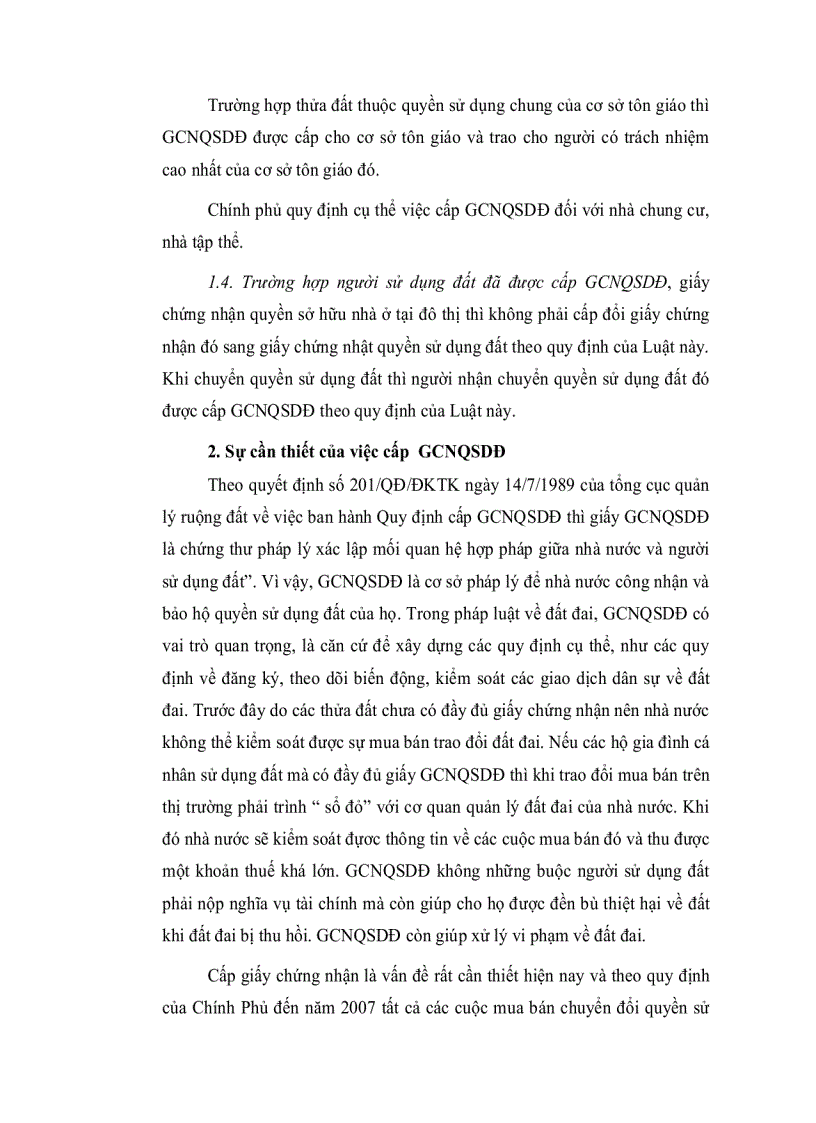 Cơ sở khoa học của việc cấp GCNQSDĐ ở cho hộ gia đình cá nhân đang sử dụng đất