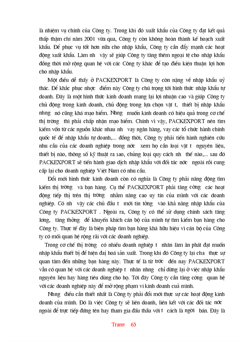 image for page Thực trạng và một số giải pháp hoàn thiện hoạt động nhập khẩu ở Công ty XNK và kỹ thuật bao bì