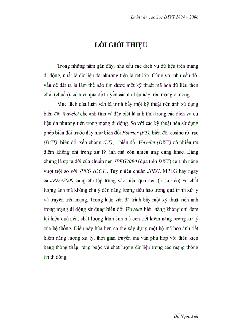 image for page Nén ảnh sử dụng biến đổi wavelet và ứng dụng trong các dịch vụ dữ liệu đa phương tiện di động