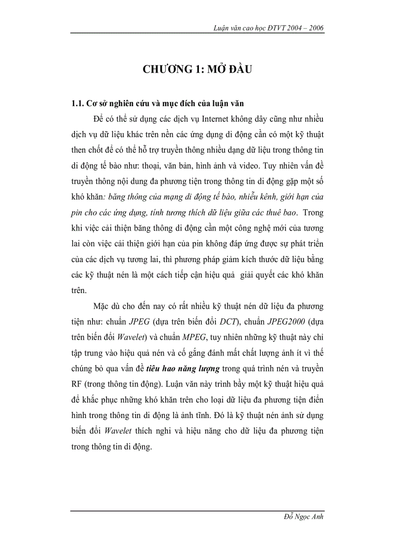 image for page Nén ảnh sử dụng biến đổi wavelet và ứng dụng trong các dịch vụ dữ liệu đa phương tiện di động