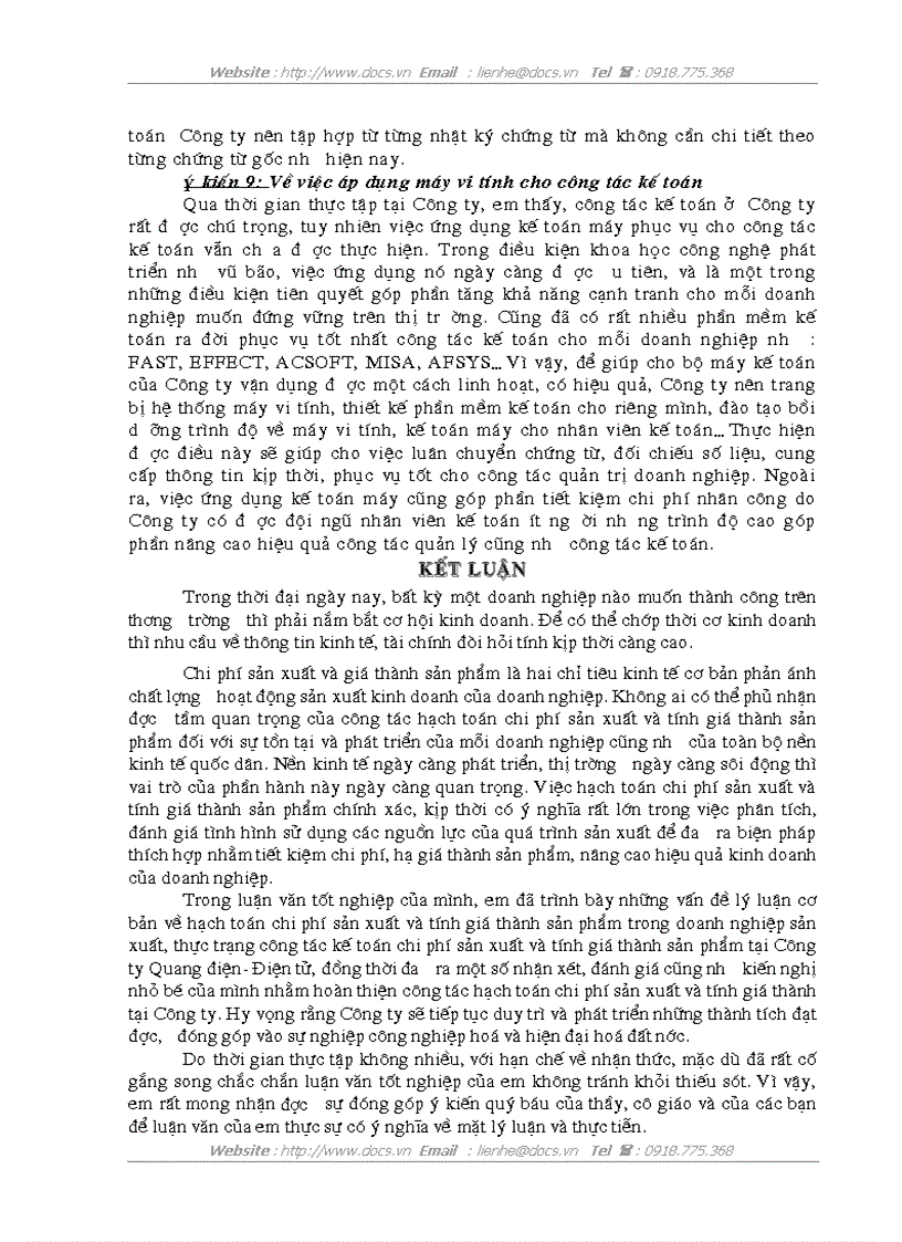 image for page Hoàn thiện hạch toán chi phí sản xuất và tính giá thành sản phẩm tại Công ty Quang điện Điện tử
