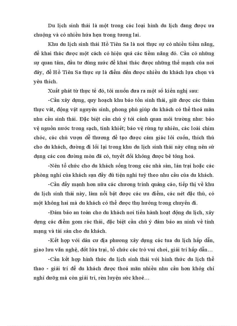 image for page Tổng quan về du lịch sinh thái hồ Tiên Sa