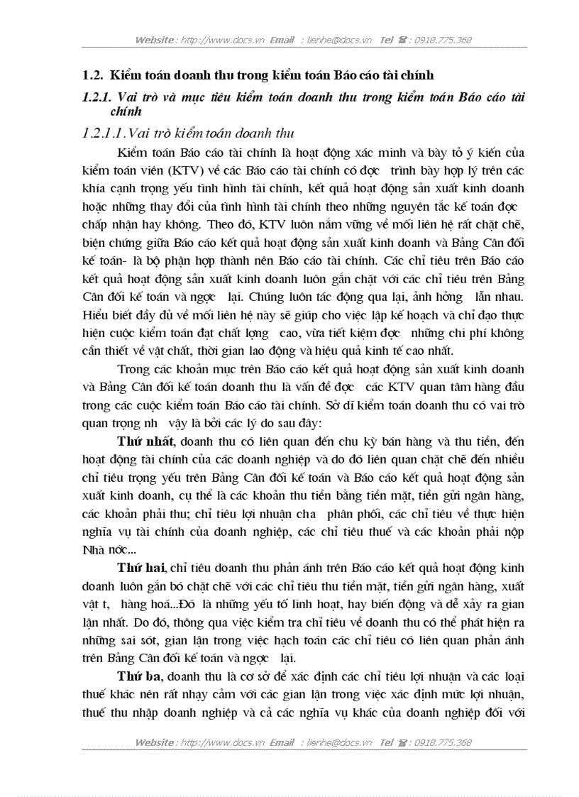 image for page Hoàn thiện kiểm toán khoản mục doanh thu trong kiểm toán Báo cáo tài chính do Công ty Kiểm toán và Định giá Việt Nam thực hiện