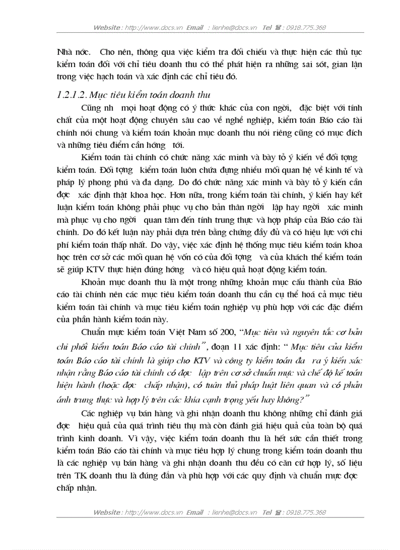 image for page Hoàn thiện kiểm toán khoản mục doanh thu trong kiểm toán Báo cáo tài chính do Công ty Kiểm toán và Định giá Việt Nam thực hiện