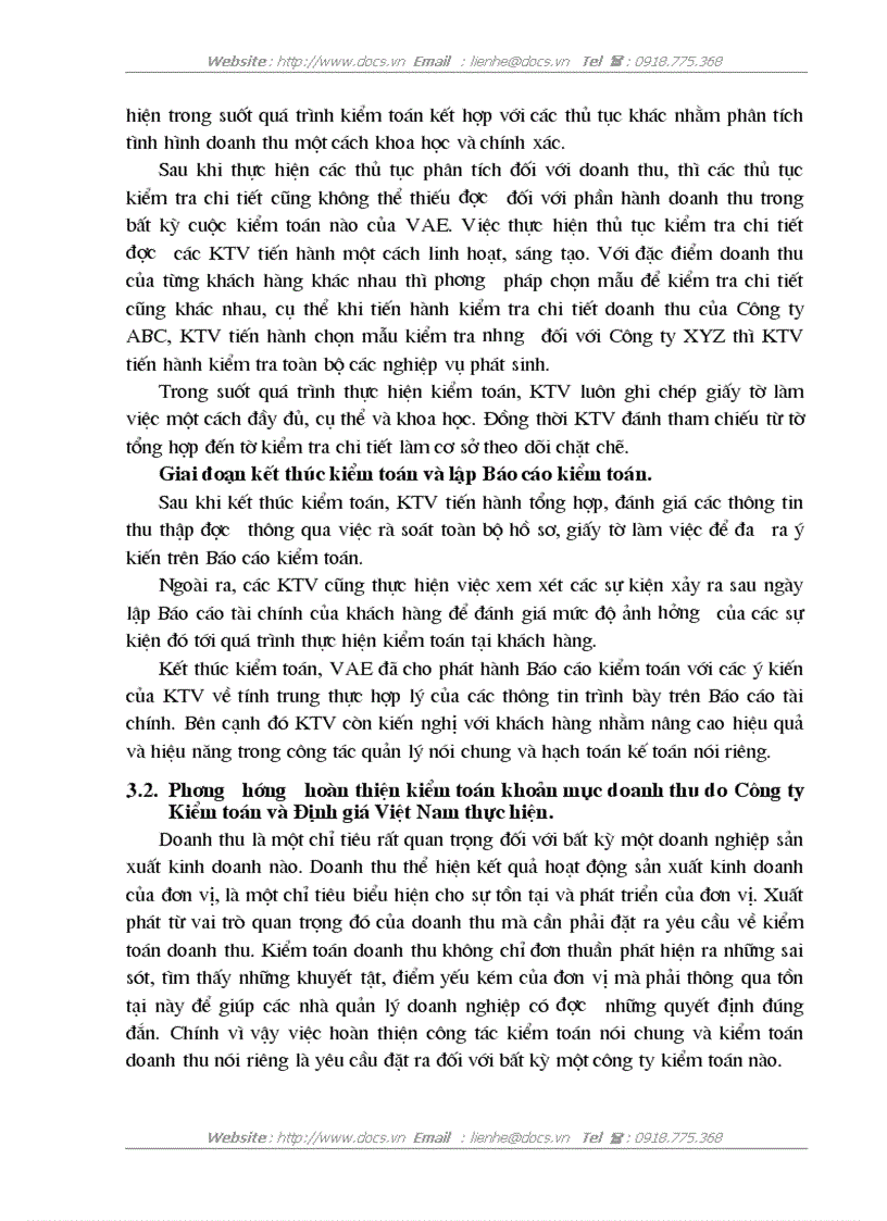 image for page Hoàn thiện kiểm toán khoản mục doanh thu trong kiểm toán Báo cáo tài chính do Công ty Kiểm toán và Định giá Việt Nam thực hiện