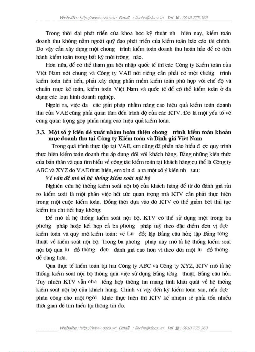 image for page Hoàn thiện kiểm toán khoản mục doanh thu trong kiểm toán Báo cáo tài chính do Công ty Kiểm toán và Định giá Việt Nam thực hiện