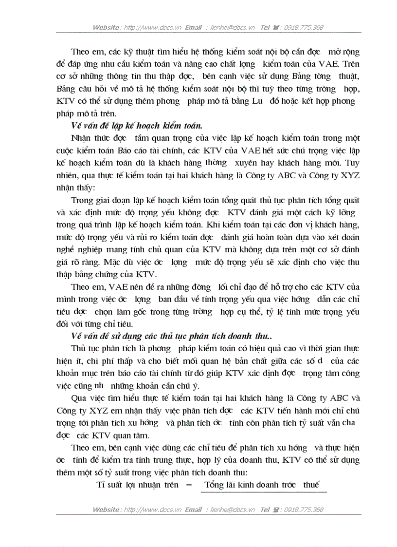image for page Hoàn thiện kiểm toán khoản mục doanh thu trong kiểm toán Báo cáo tài chính do Công ty Kiểm toán và Định giá Việt Nam thực hiện