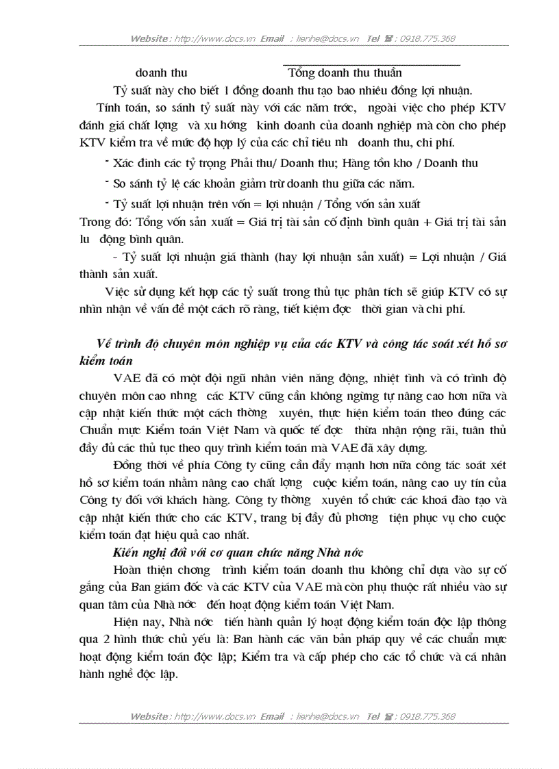 image for page Hoàn thiện kiểm toán khoản mục doanh thu trong kiểm toán Báo cáo tài chính do Công ty Kiểm toán và Định giá Việt Nam thực hiện